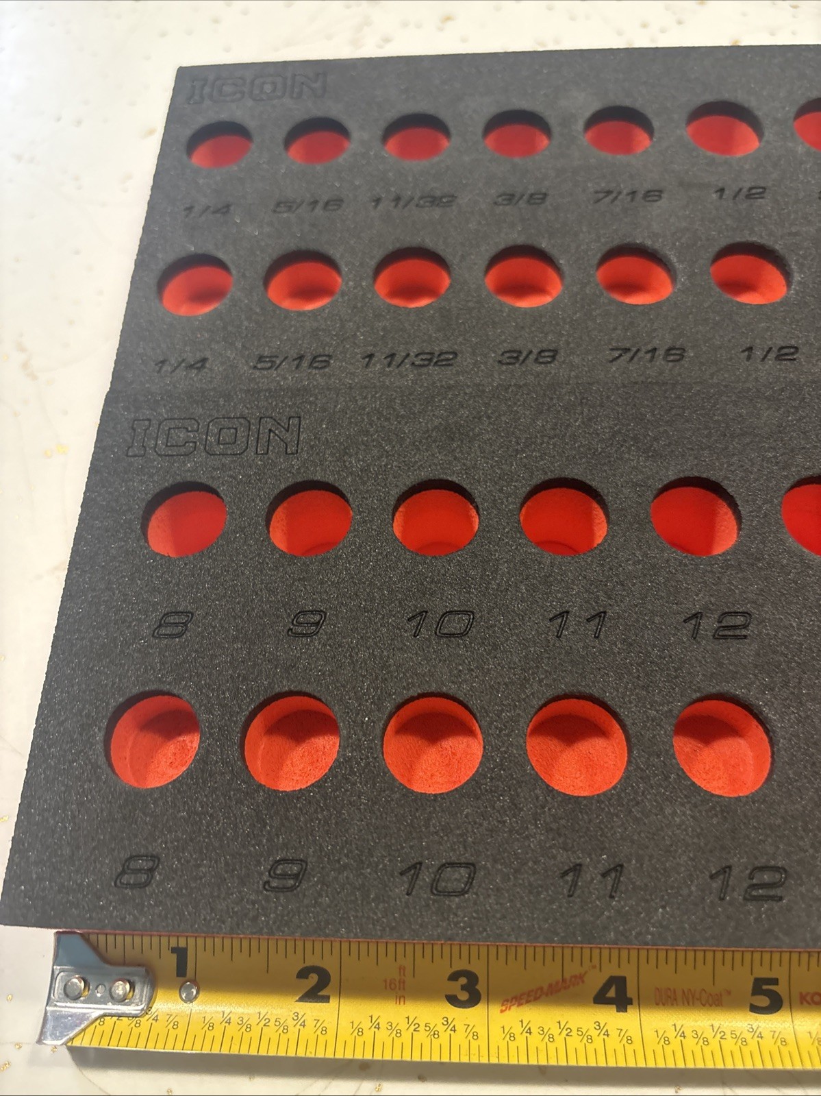 ICON 3/8” Socket Organizer Foam Tray Inserts - Metric/SAE, Deep & Shallow
