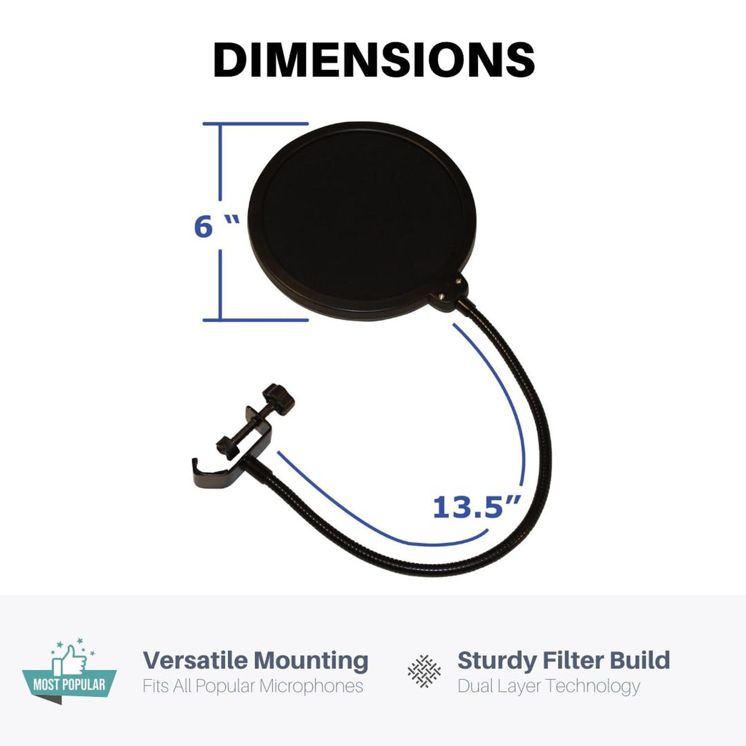 Pop Filter For Studio Microphone, Pop Shield Mic Wind Screen For Better Vocal...