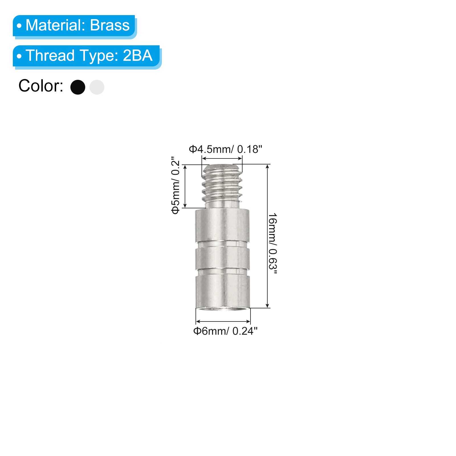 6Pcs Dart Weights 2g Brass Add Accentuator 2BA Thread Silver Black