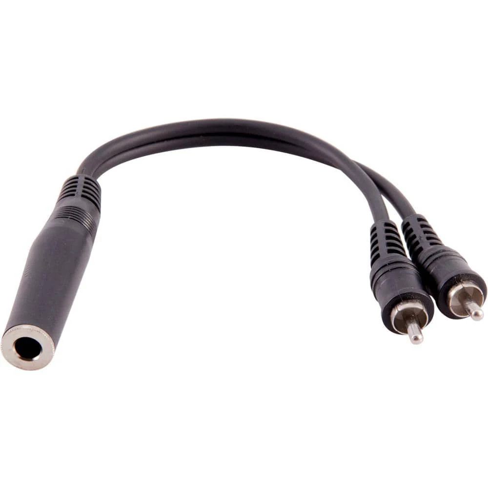 6 Inch 1/4 Inch TS Female to Dual RCA Male Y-Splitter Cable