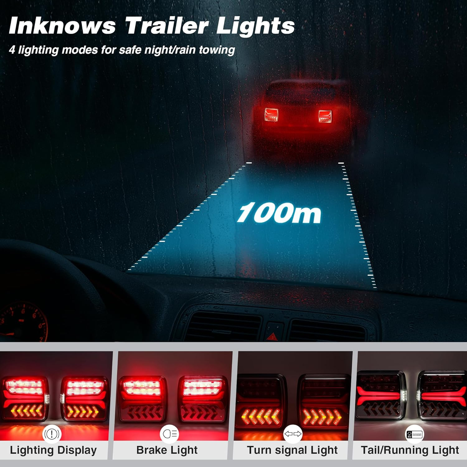 Wireless Trailer Lights Magnetic - Bluetooth LED Trailer Lights, High Brightness