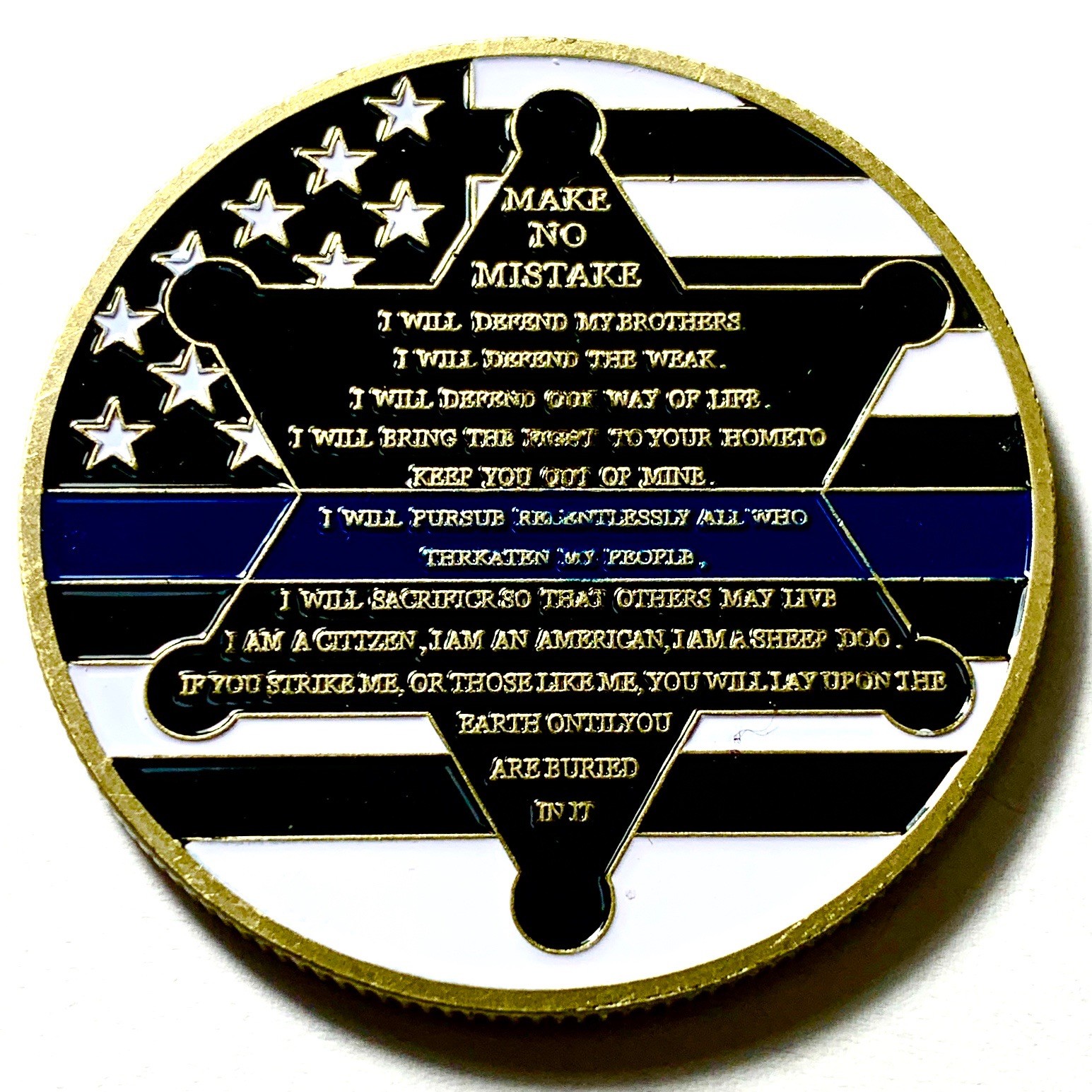 Make No Mistake Police Challenge Coin