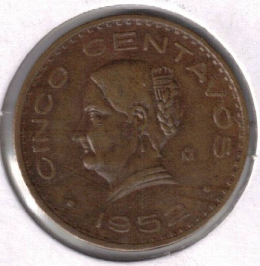 1952 Mexico Circulated Five Centavo Coin