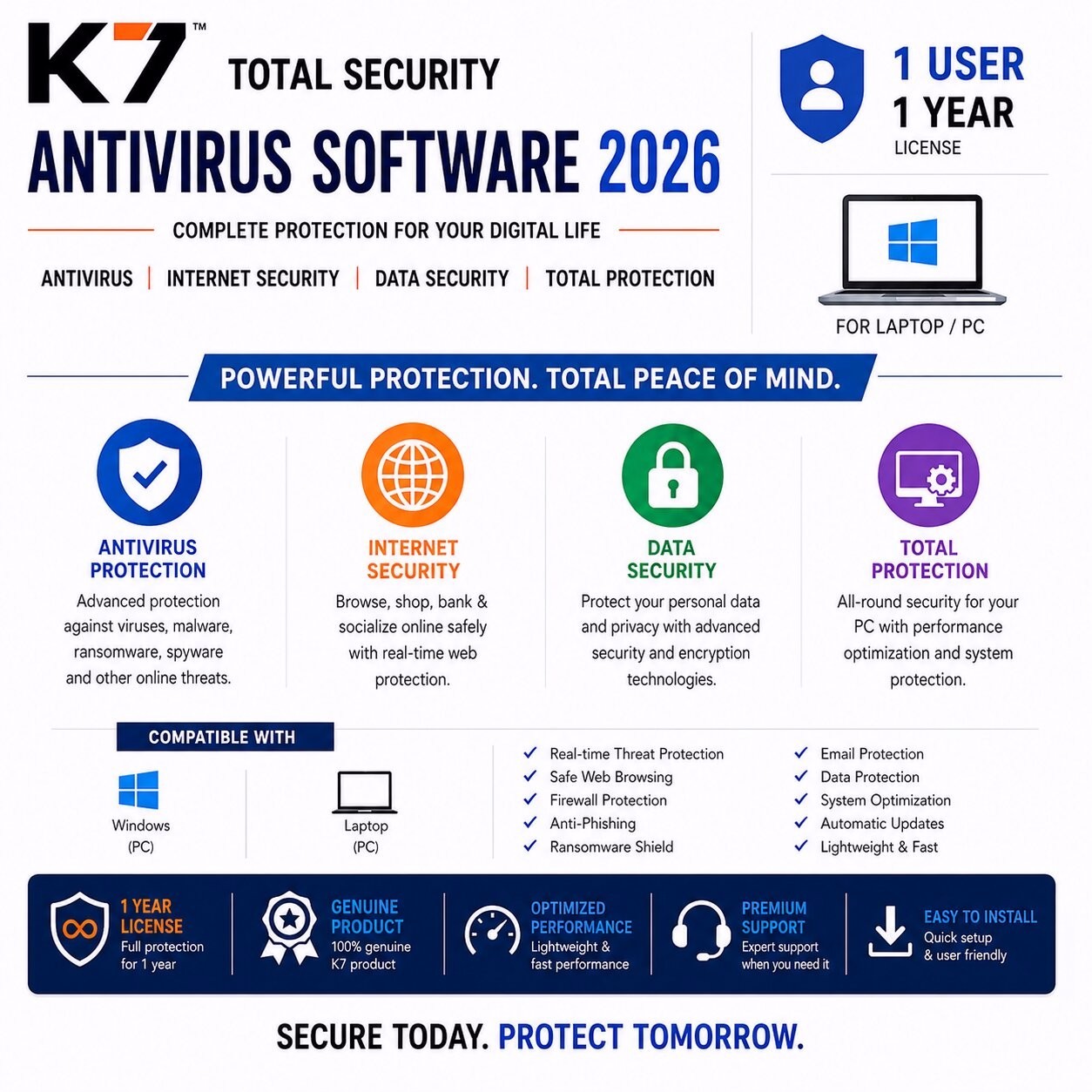 K7 Ultimate Security Infiniti Antivirus 2026 1 Year 1 Device