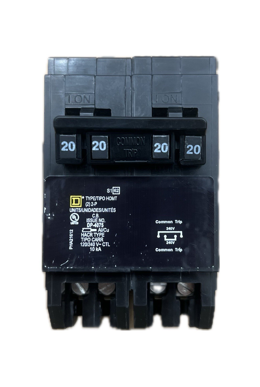 HOMT2020220 Homeline Square D Quad Two 1 Pole 20 Amp One 2P 20A Plug In  Breaker