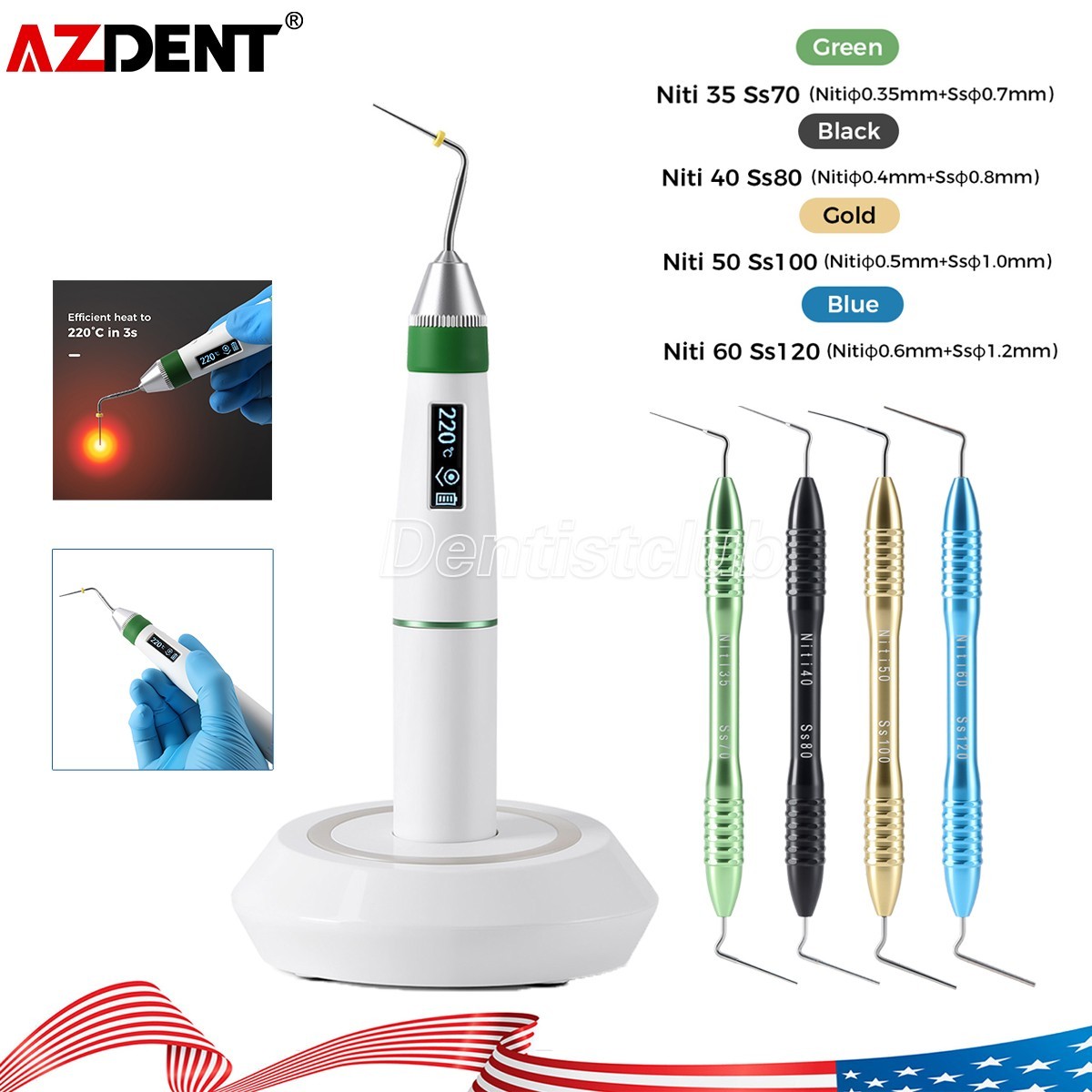 Dental Obturation System Gutta Percha Endo Heated Pen /Hand Plugger Filling Tips