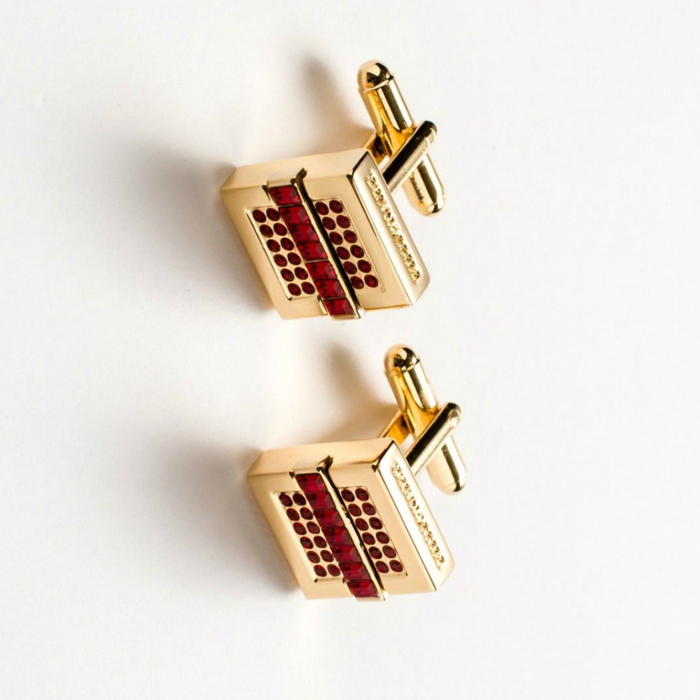Cufflinks Billionaire Italian Couture Metal color gold red Stones 100%Original