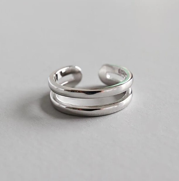 CHRISTMAS GIFT 4 WOMENS SolidMetal Double Layer Joint Adjustable Toe ring Silver