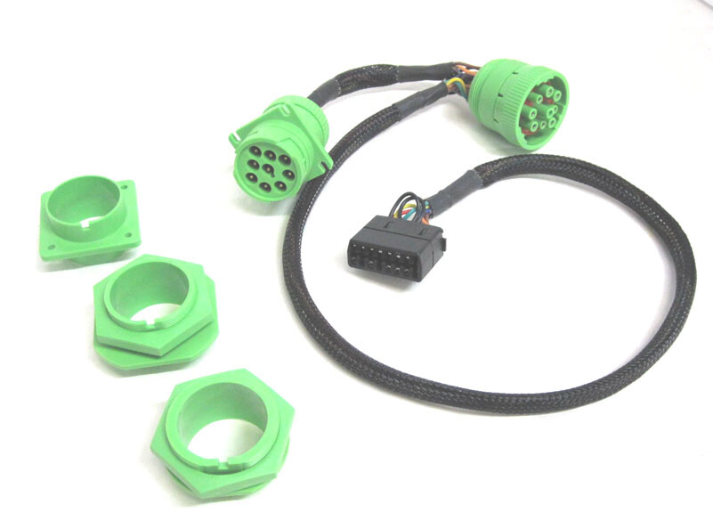 Green 9 Pin J1939 to OBD2 Univ. 4 mount types Y Splitter Truck ELD International