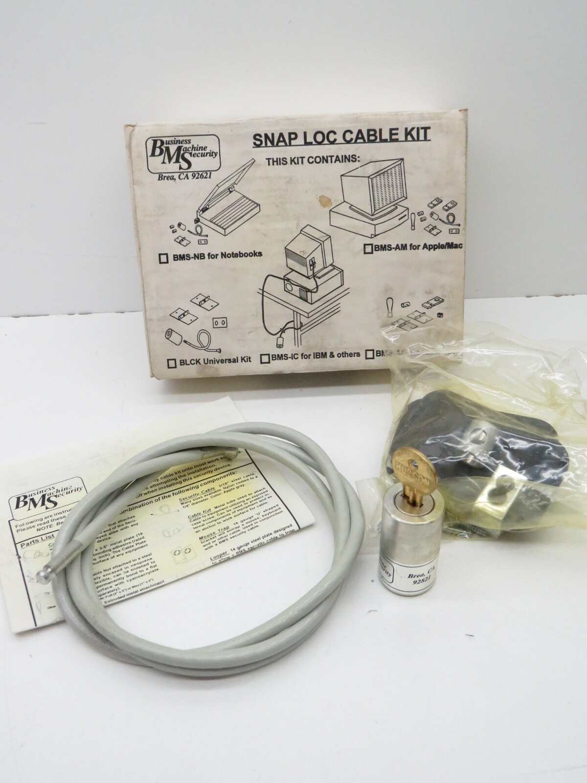 BMS SnapLoc Steel Cable Kit with Lock and Key for Securing Electronics