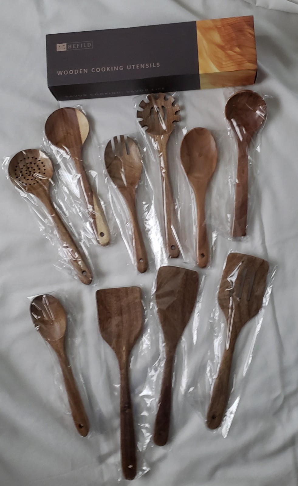 Wooden Spoons for Cooking 10 Pcs Acacia Wood Kitchen Utensils Set