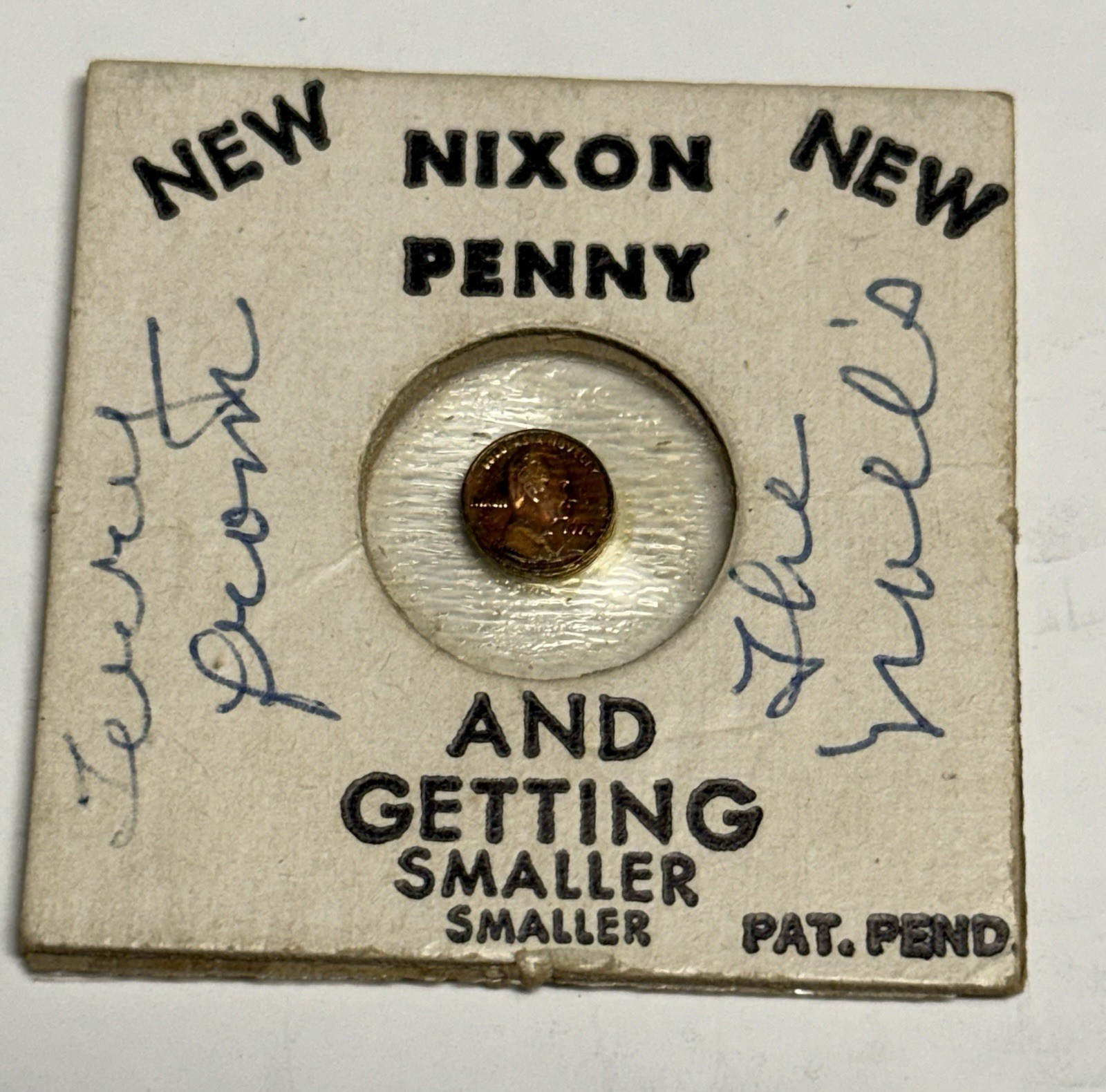 NIXON PENNY and Getting Smaller Token - 1974 Not Legal Tender Coin