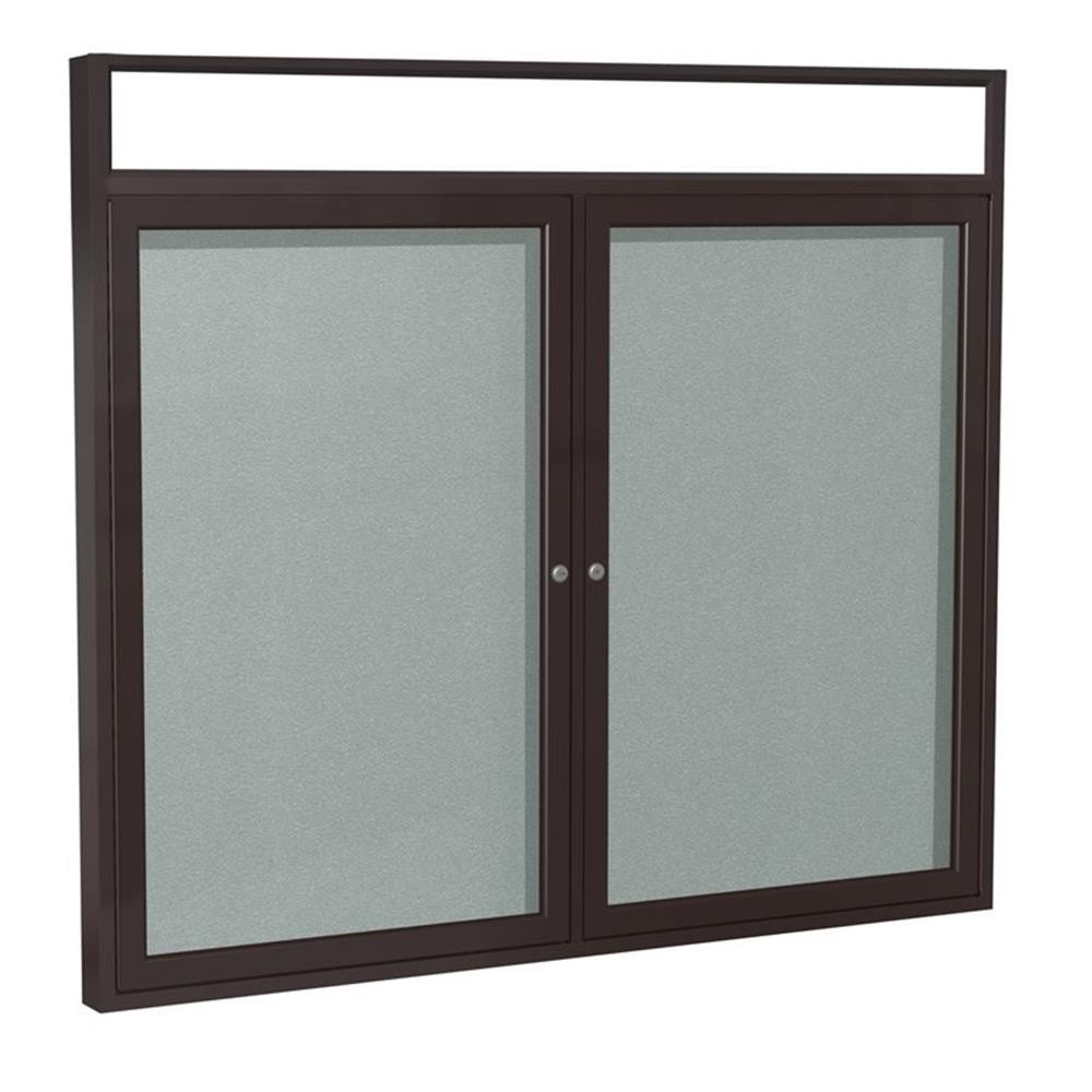 Ghent's Vinyl 48" x 60" 2 Door Enclosed Bulletin Board in Silver