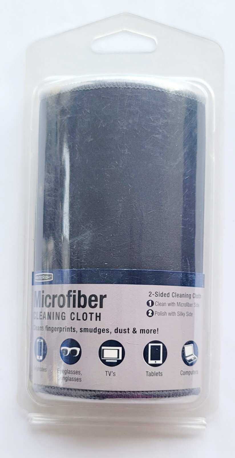 WriteRight Microfiber Cleaning Cloth Clean Fingerprints Smudges Dust & More Gray