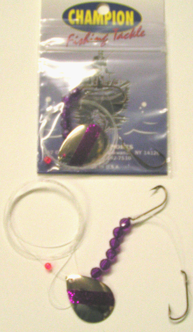 2 CHAMPION WORM HARNESS #4 COLORADO NICKEL PURPLE Tape Stripe  1 BLADE, 2 HOOK