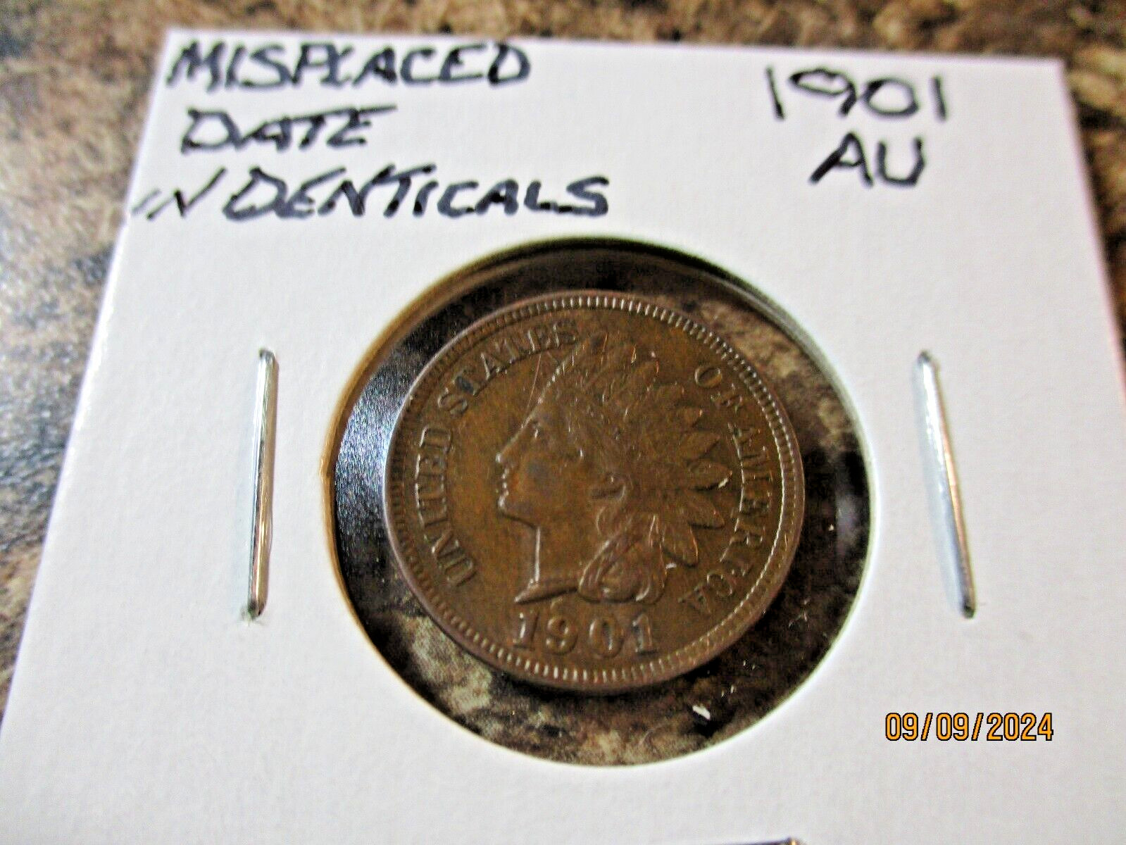 1901 INDIAN CENT MPD DATE IN DENTIALS UNDER 0 GRADES AU MM9