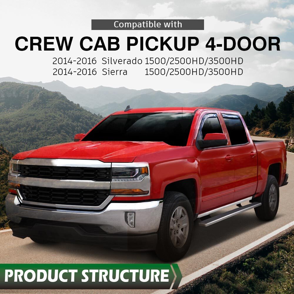 Rocker Panel Fit For 14-18 Chevy Silverado GMC Sierra 4 Door Crew Cab Left+Right