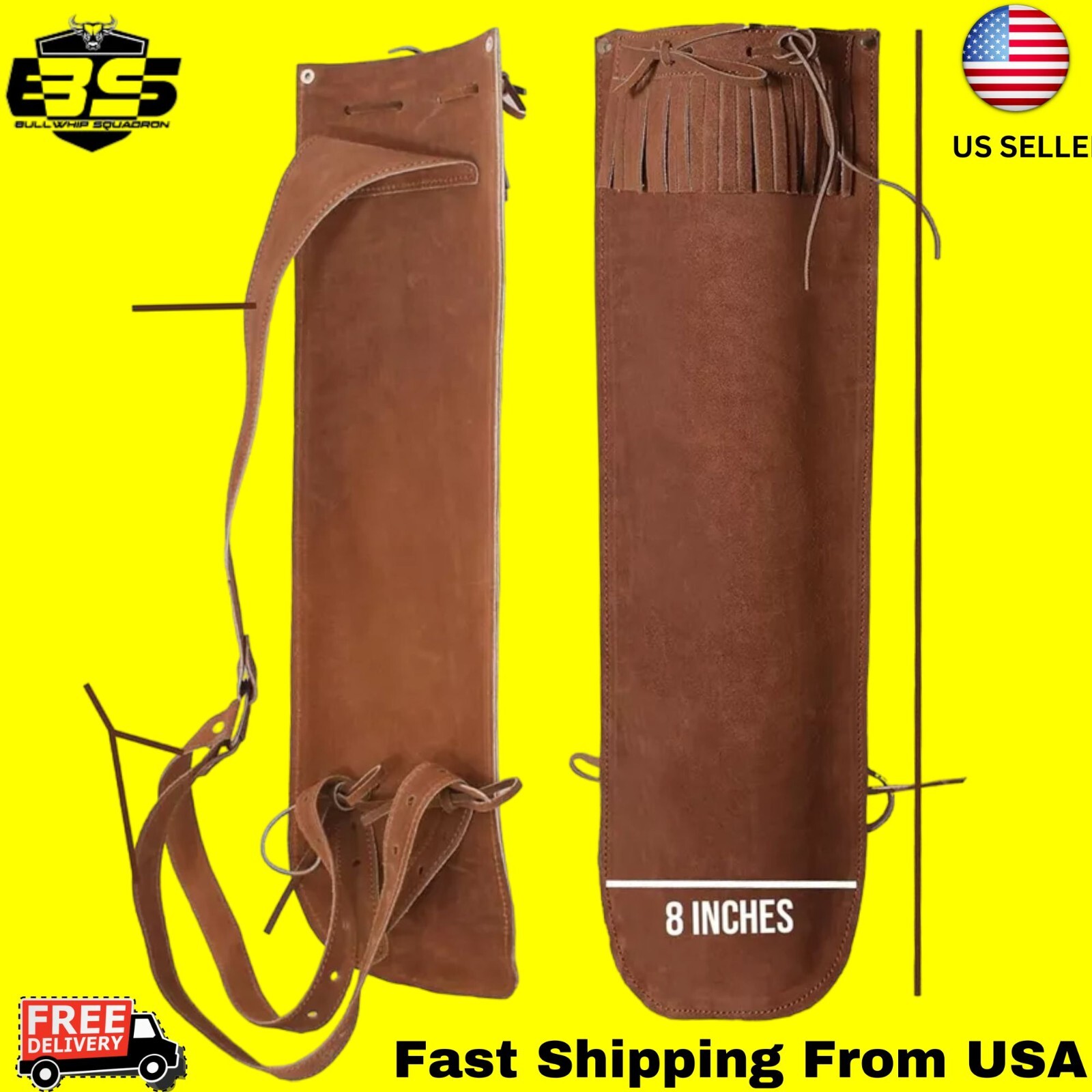 Genuine Cow Leather Adjustable Strap Bag Traditional Archery Arrow Back Quiver