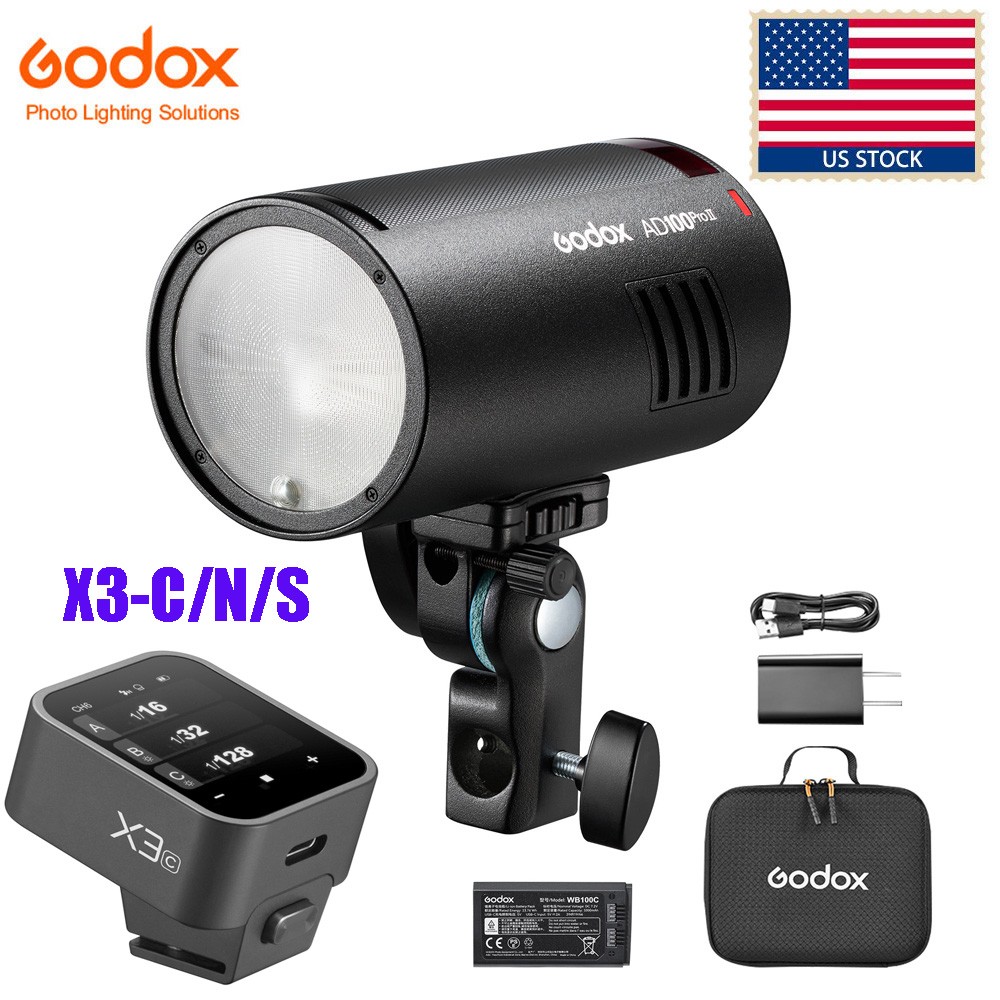 Godox AD100ProII 100W 2.4G TTL 1/8000 HSS Pocket Outdoor Flash+X3-C/N/S Trigger
