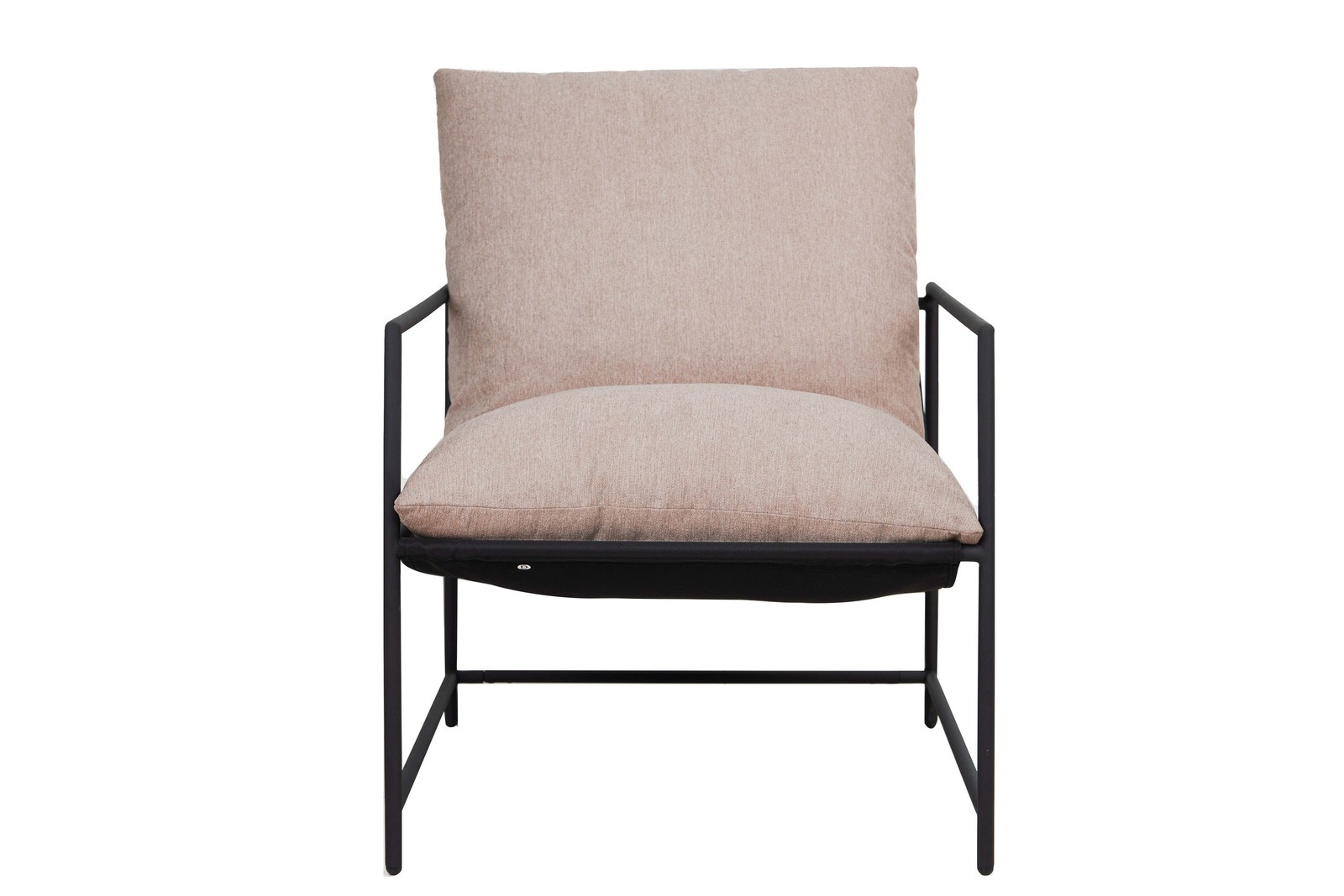 Modern Oatmeal Sling Accent Chair with Metal Frame Shredded Foam Cushion