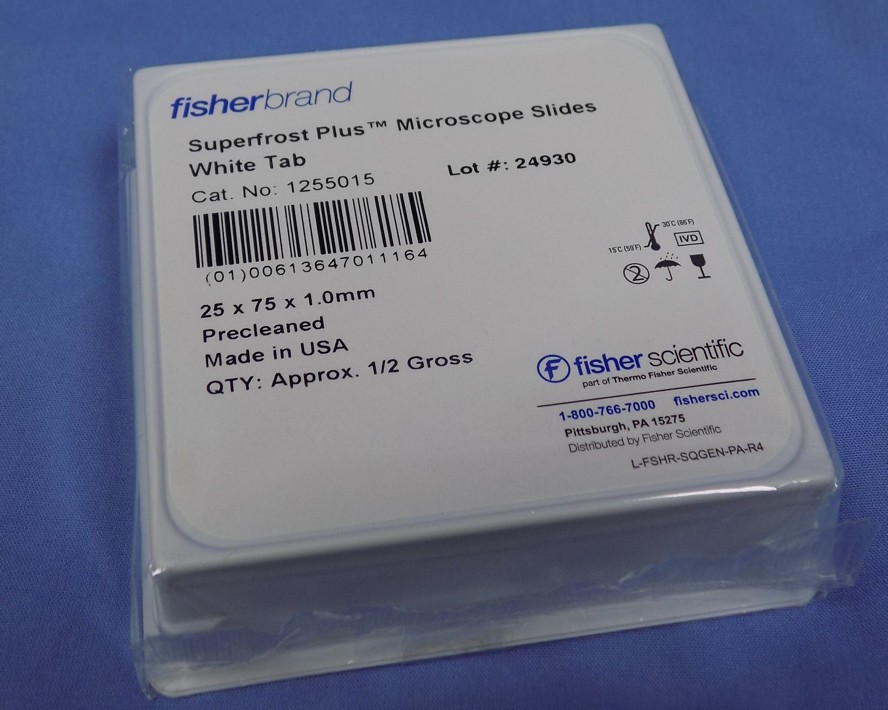 Pkg.-1/2 Gross  Fisherbrand Superfrost Plus Microscope Slides White 1255015