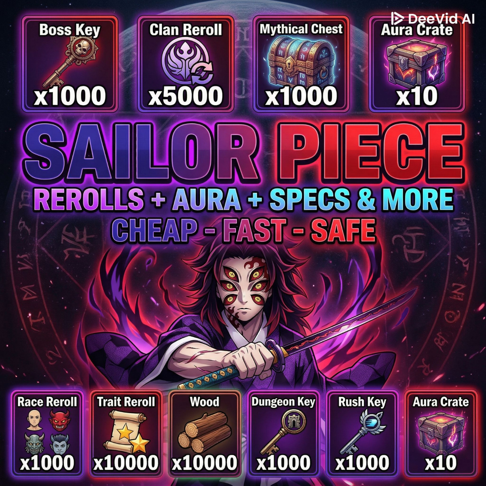 SAILOR PIECE - REROLLS, SPECS, SETS, CHESTS & MORE! CHEAP, FAST & SAFE!
