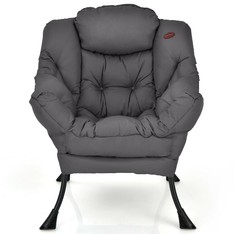 Modern Lazy Sofa Chair Accent Chair Armchair with Steel Frame and Side Pocket