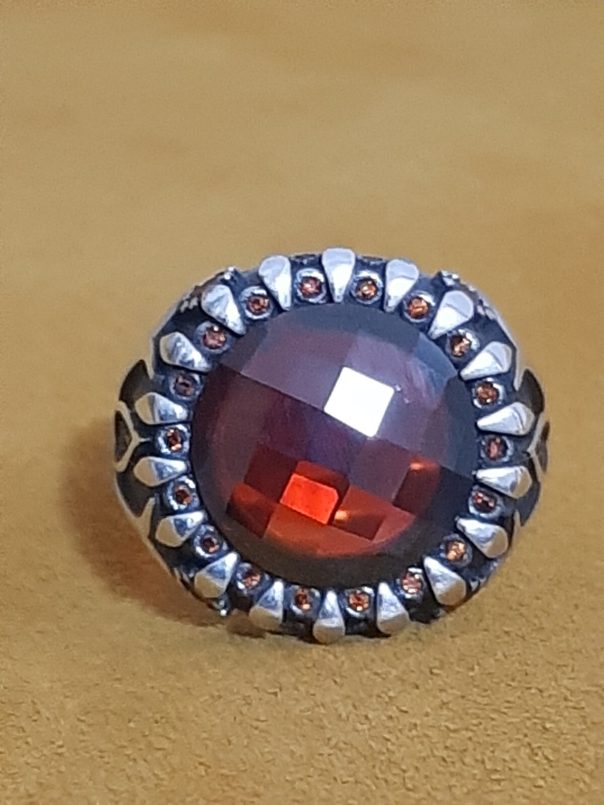Mens 925 Silver Ring Emeralds Tourmaline Red Ruby Sterling Man Ring $