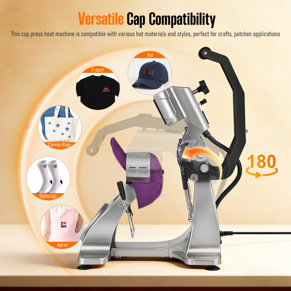 Automatic Double Heater Hat Cap Heat Press Machine w/ Auto Open Laser Alignment