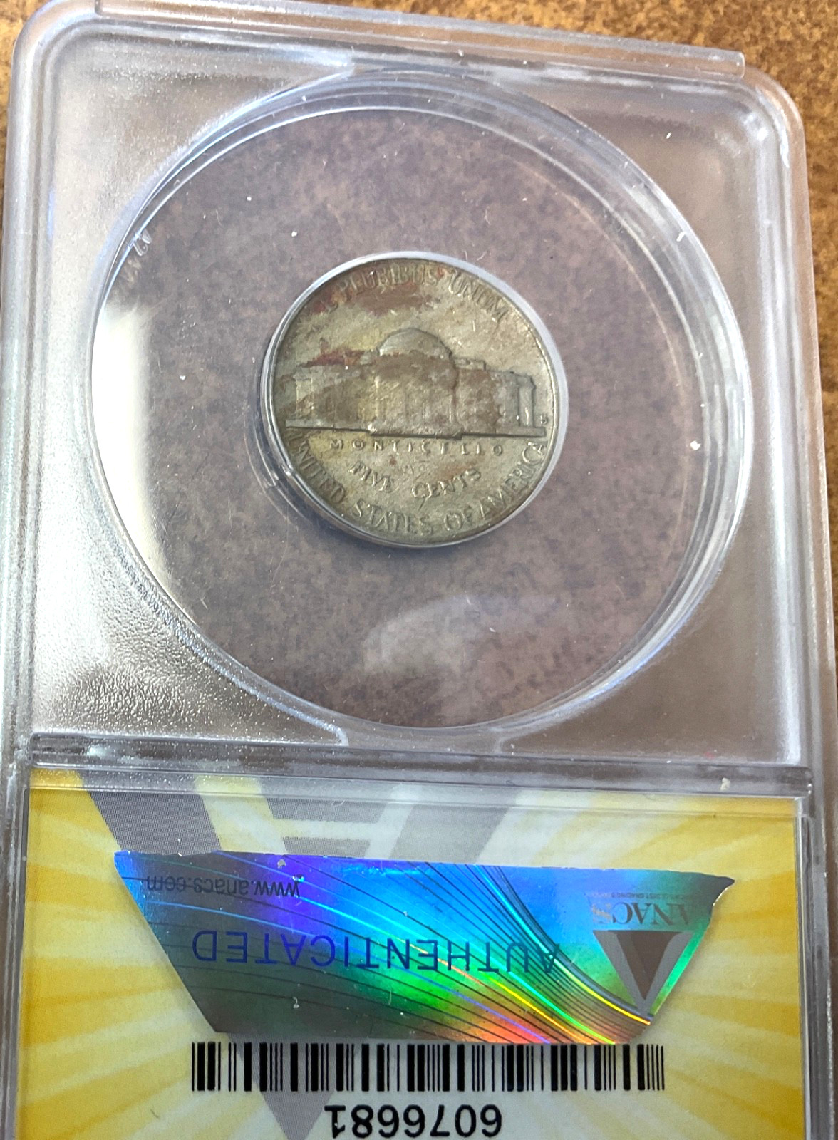 1948 S 5c Major Obverse Lamination ERROR, ANACS VF30