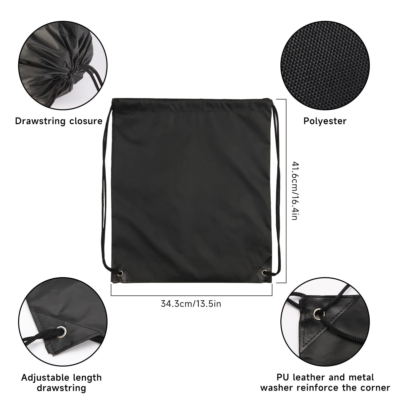 120Pcs Black Drawstring Backpacks Bulk String Bag Cinch Sack Pack Storage Kna...