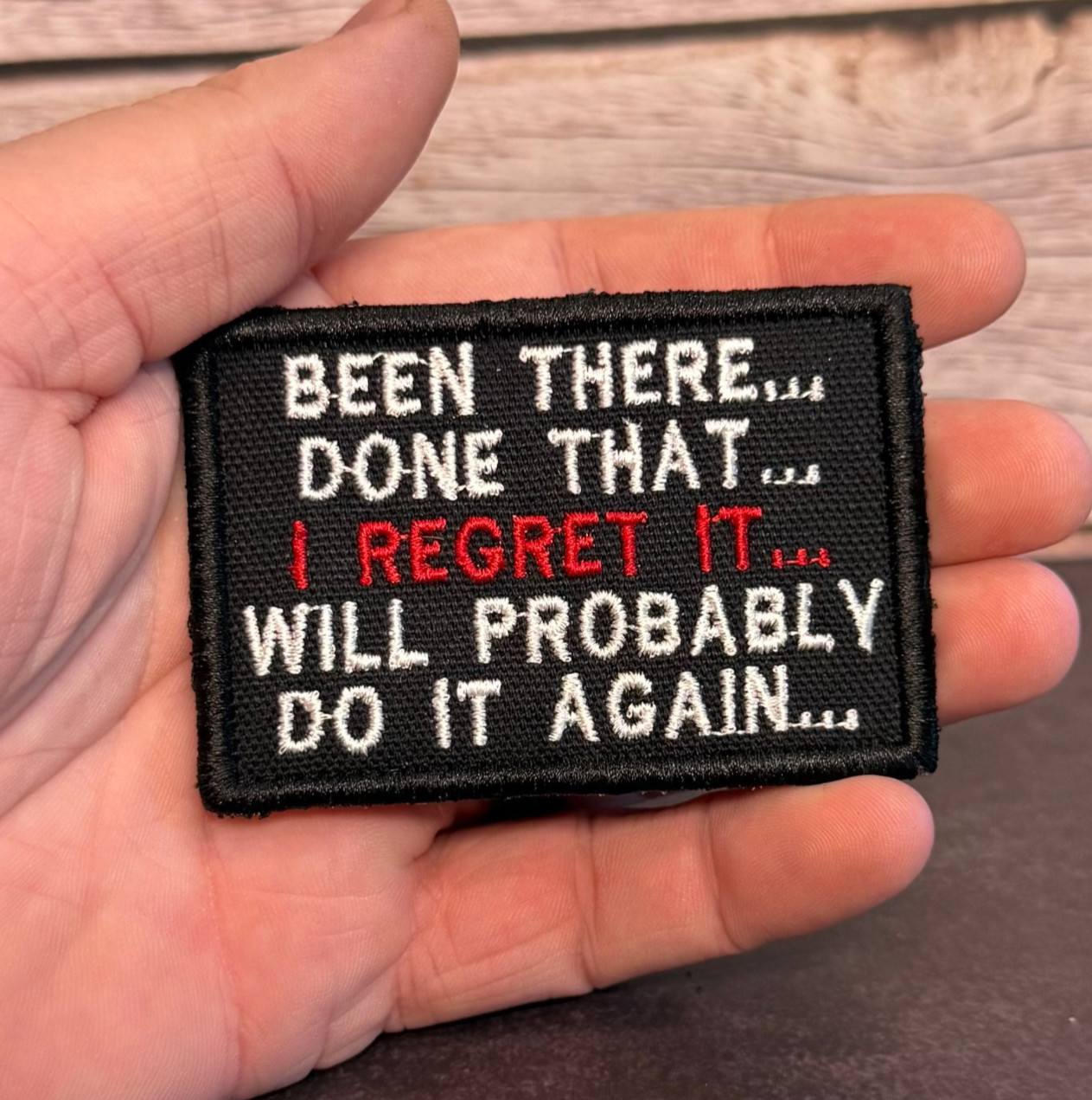 Been There Done That Funny Morale Patch, 2x3" | VELCRO® Brand Fastener