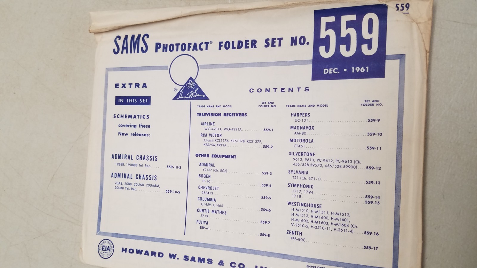 Sams Photo Facts Set 559 12/61 Folders 3-17 (D)