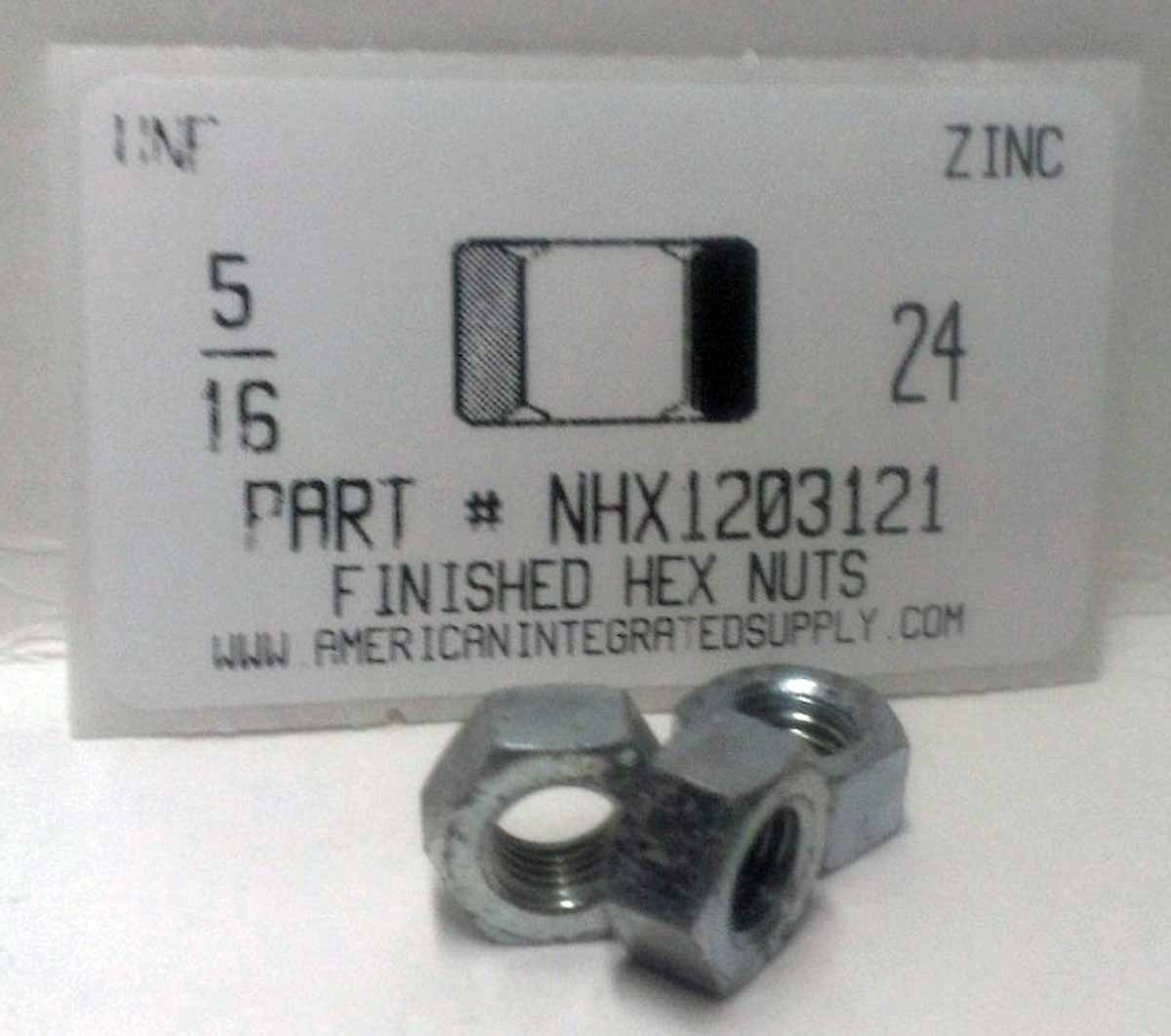 5/16-24 Finished Hex Nuts Steel Zinc Plated (50)