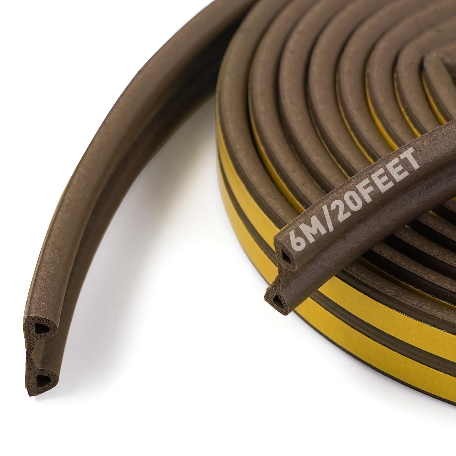 Weather Stripping Door P-Shape Rubber Seal Self-Adhesive Window (Brown)
