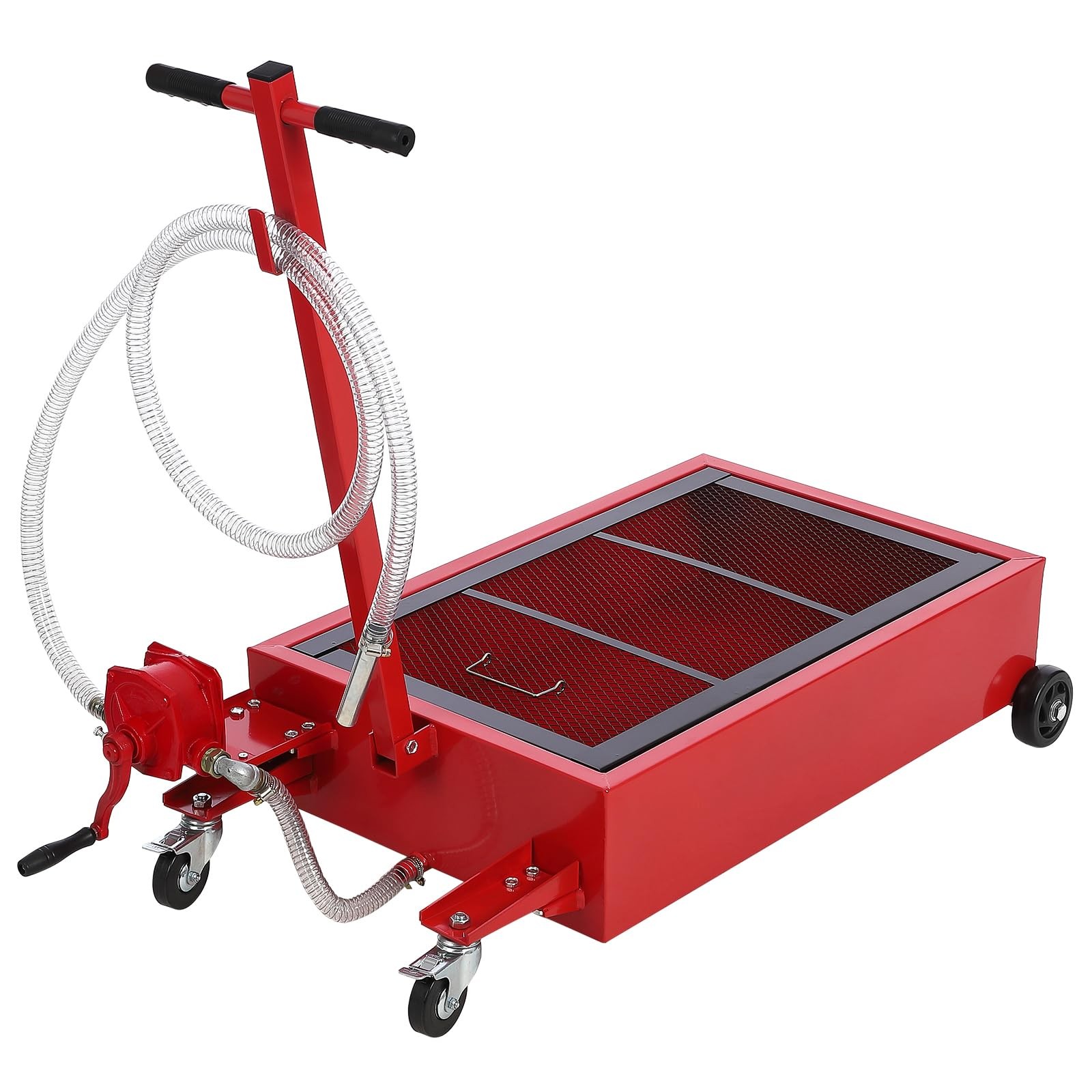 20 Gallon Electric Oil Drain Pan Cart Low Profile Oil Drain Pan w/ Manual Pump
