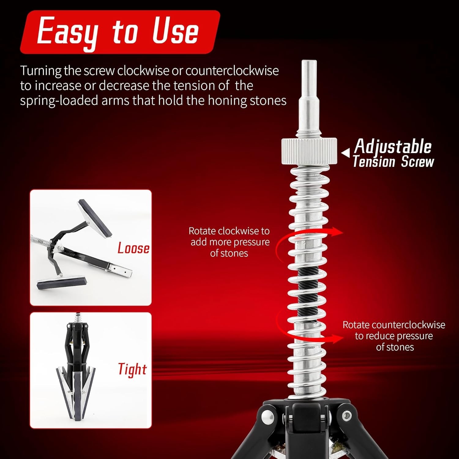 Cylinder Hone Tool, Adjustable Engine Honing Tool for Grinding 3pc 4