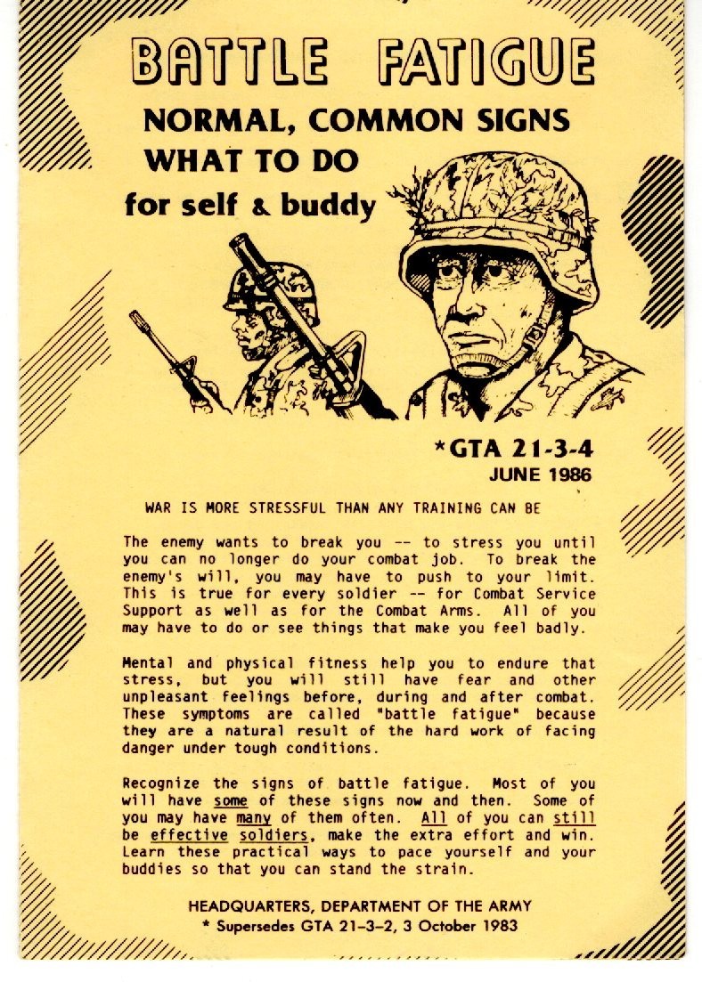 U.S. Army Battle Fatigue Normal Common Signs GTA 21-3-4 June 1986