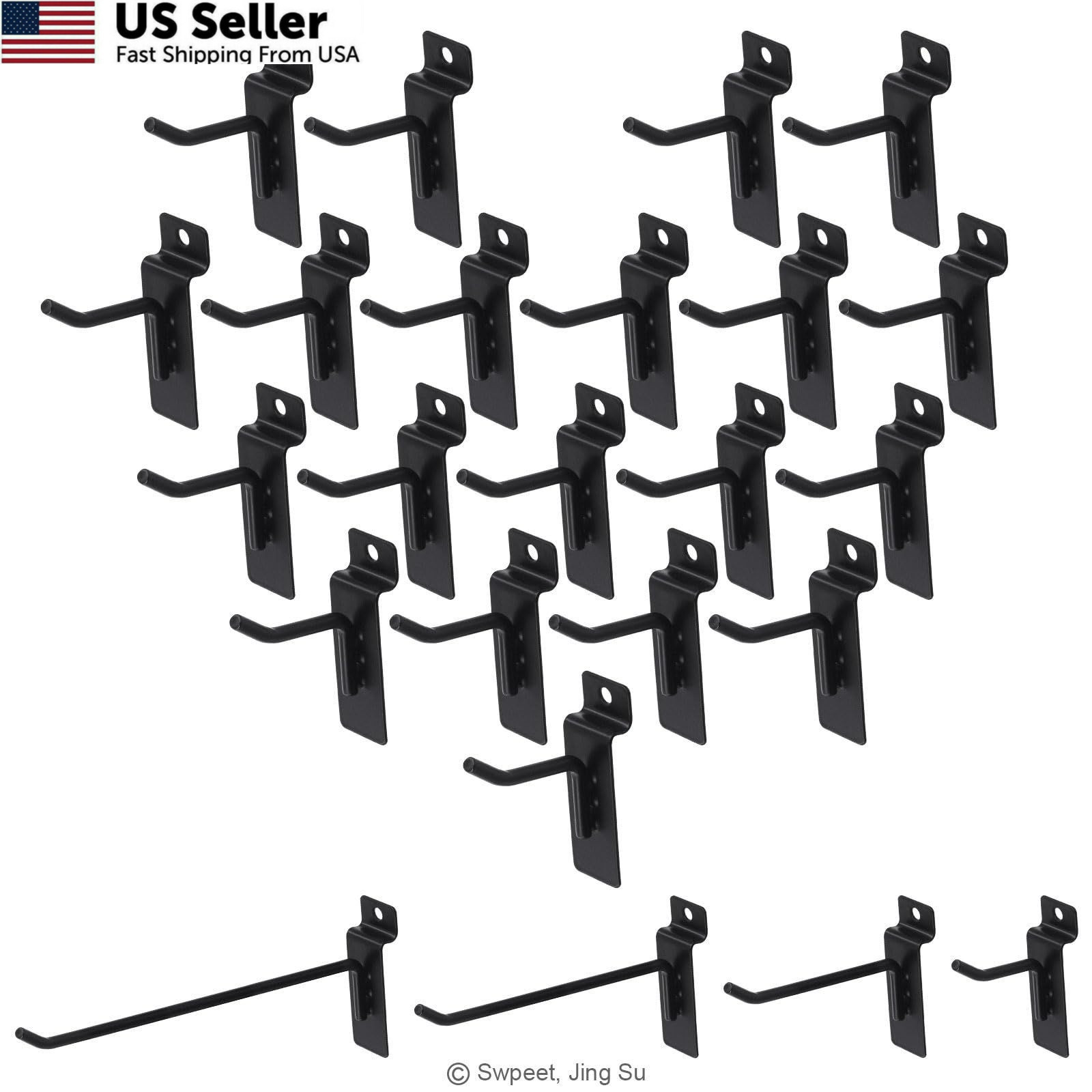 Swpeet 20Pcs 2 Inch Heavy Duty Slatwall Hooks Assortment Kit, 2 Inch, Black