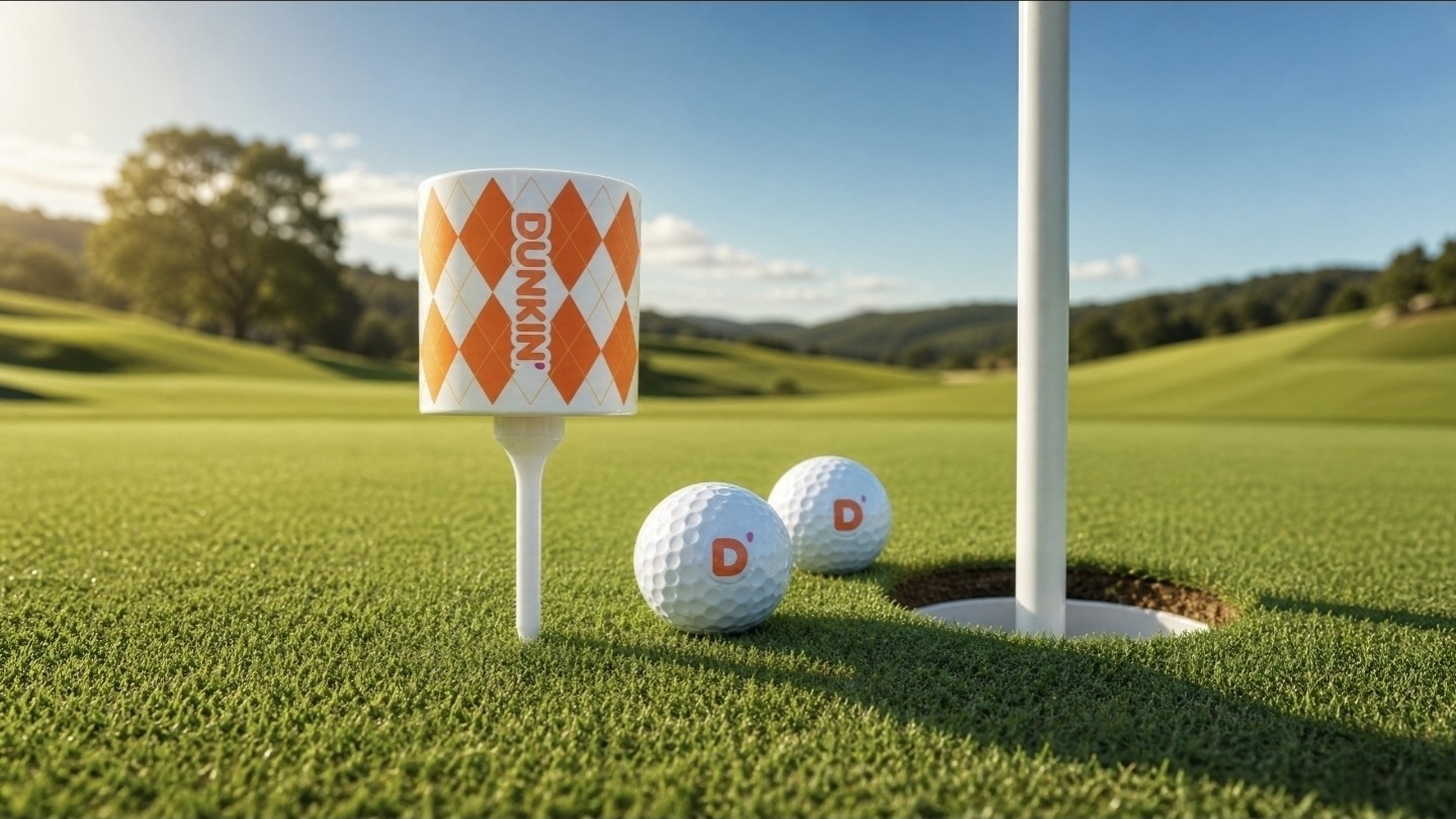 2 Dunkin x TaylorMade Limited Ed Golf Balls & Dunkin Tee Cup Beverage Holder Set