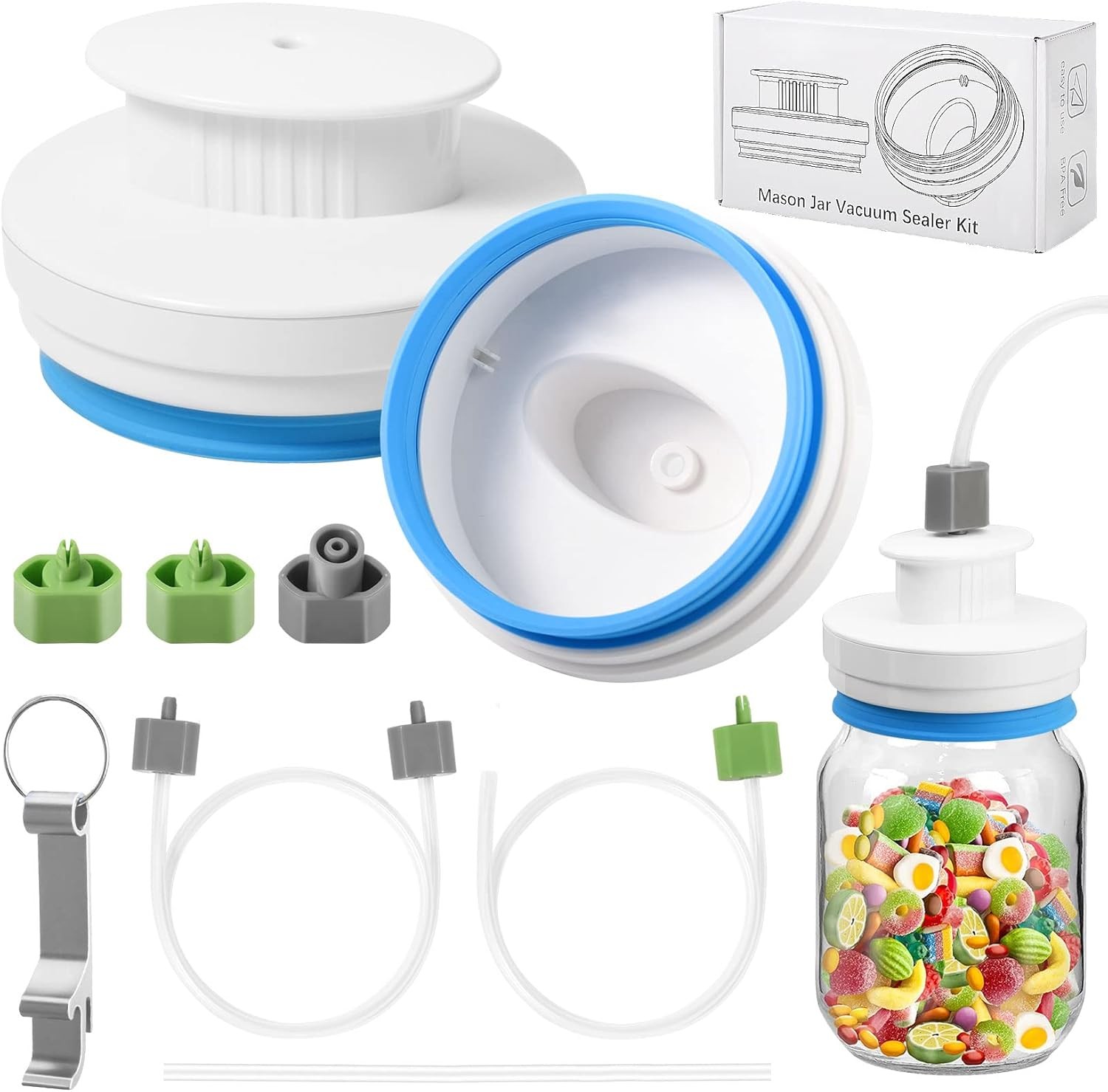 Upgraded Mason Jar Canning Sealer Kit - Set with Hoses White