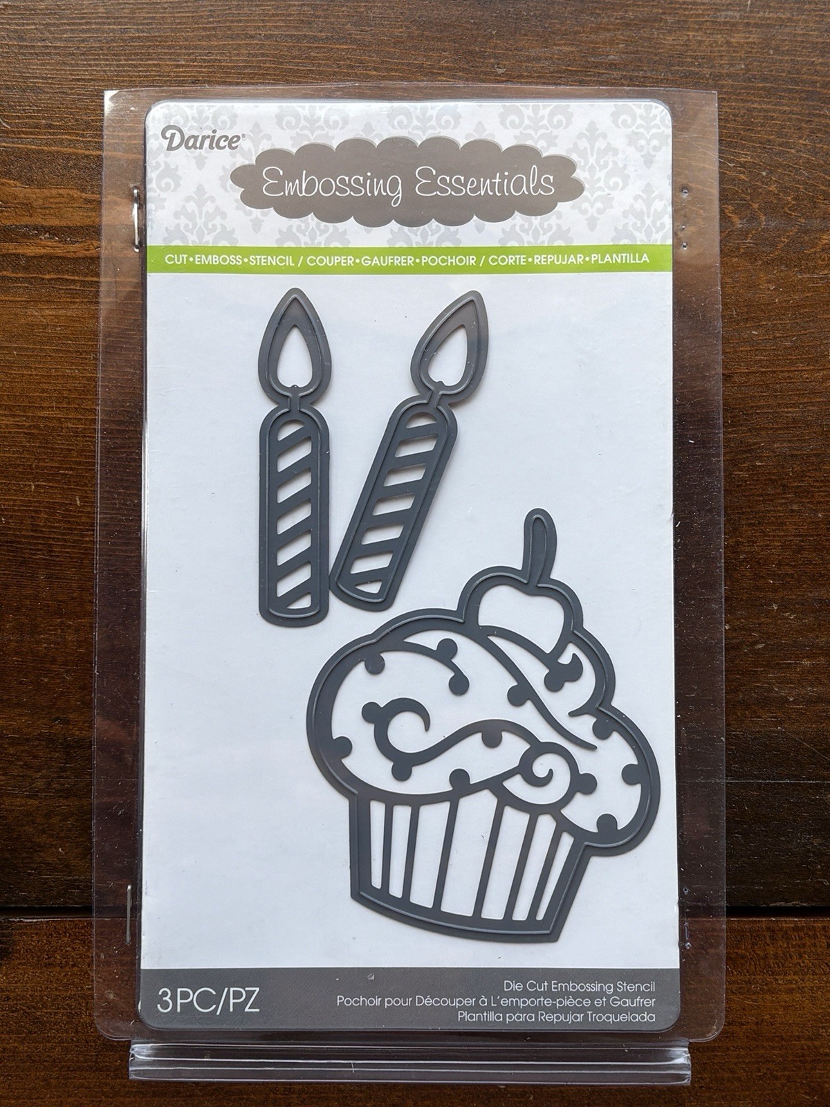 Darice CUPCAKES AND CANDLES 3 Piece Die Cut Embossing Stencil Craft Die