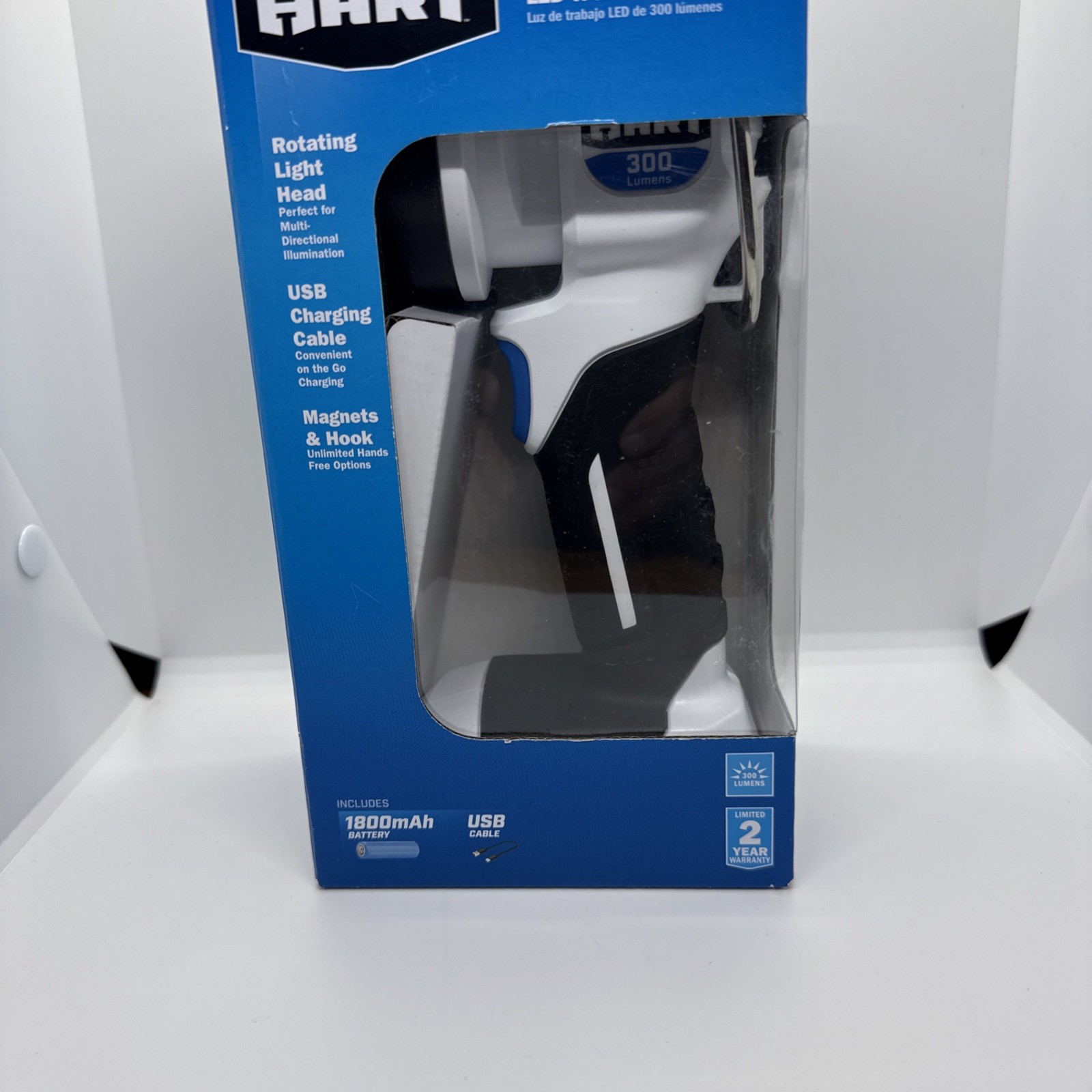 NEW HART Rechargeable Handheld Spot Work Light with Rotating Head, Magnetic Base