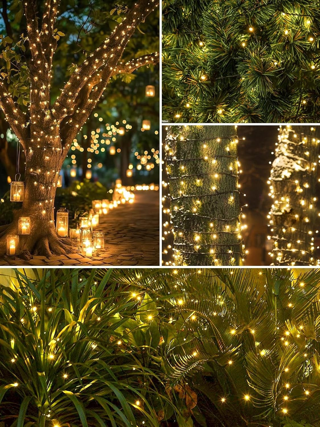 2 Pack 200 LED Solar String Lights for Outside, 2 Pack, Warm White