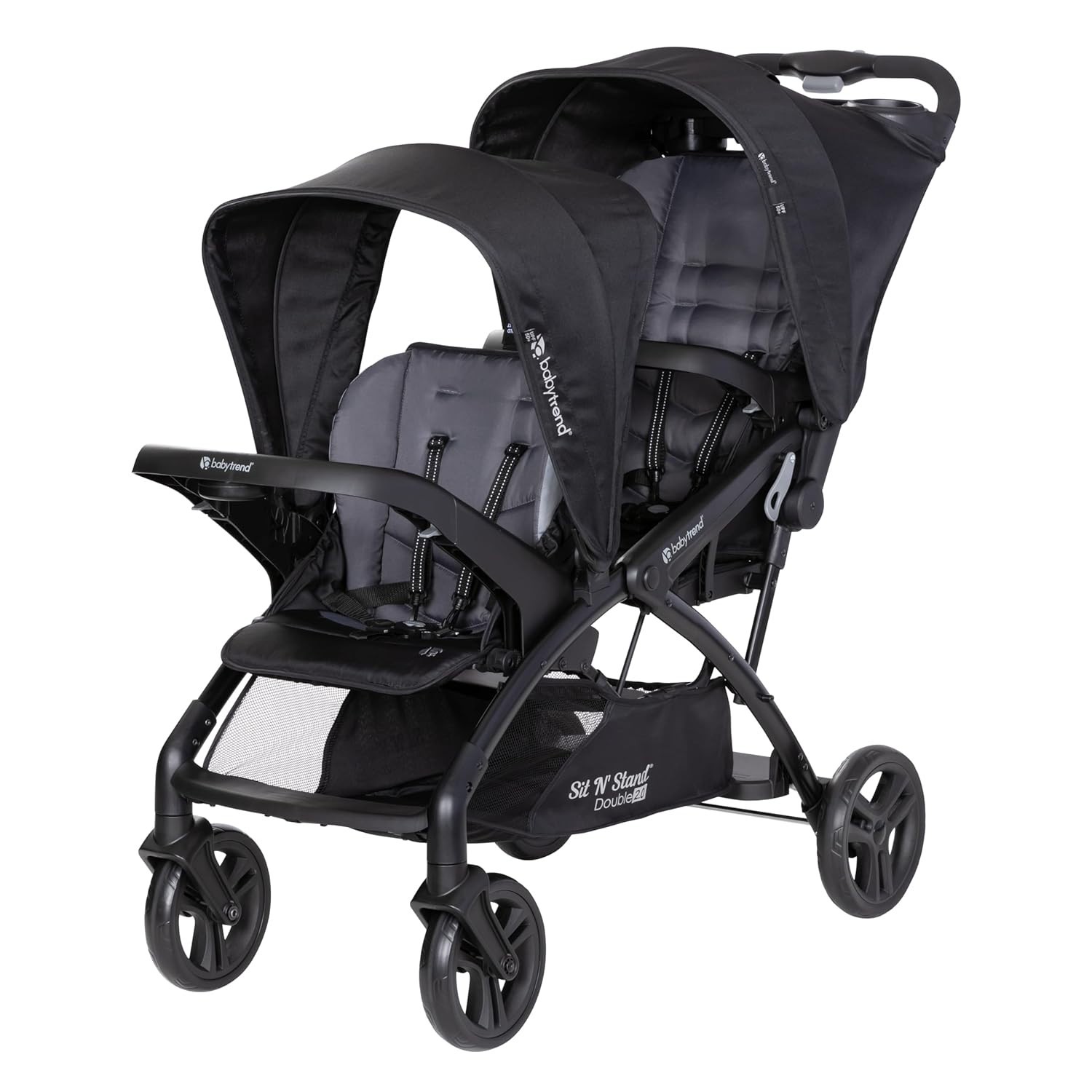 Sit N Stand Double Stroller Dash Black 5 Point Harness Adjustable Canopy