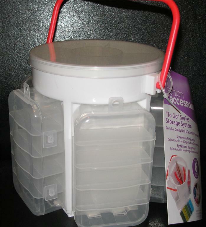 6 pc Craft CADDY Storage Case-jewelry beads findings NEW travel handle clear