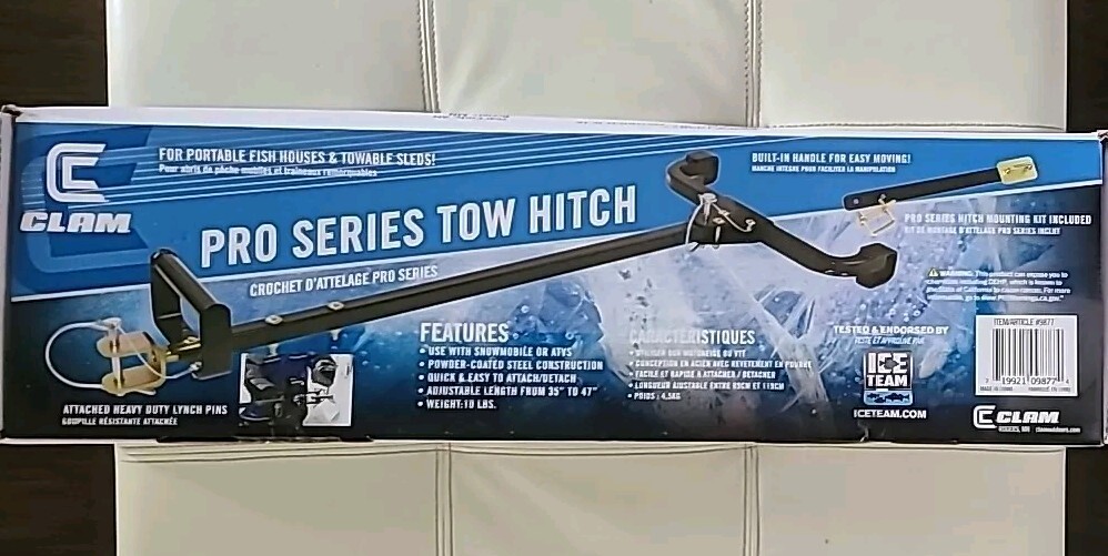 Clam Pro-Series Hitch #9877 For Portable Houses/Sleds Built In Handle Free Ship