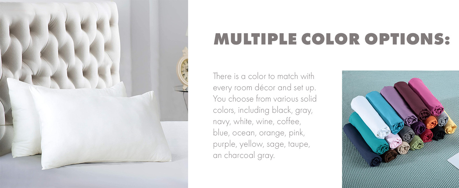 Evolive Ultra Soft Brushed Microfiber Standard Size 20"x30" Pillowcases Pair Set