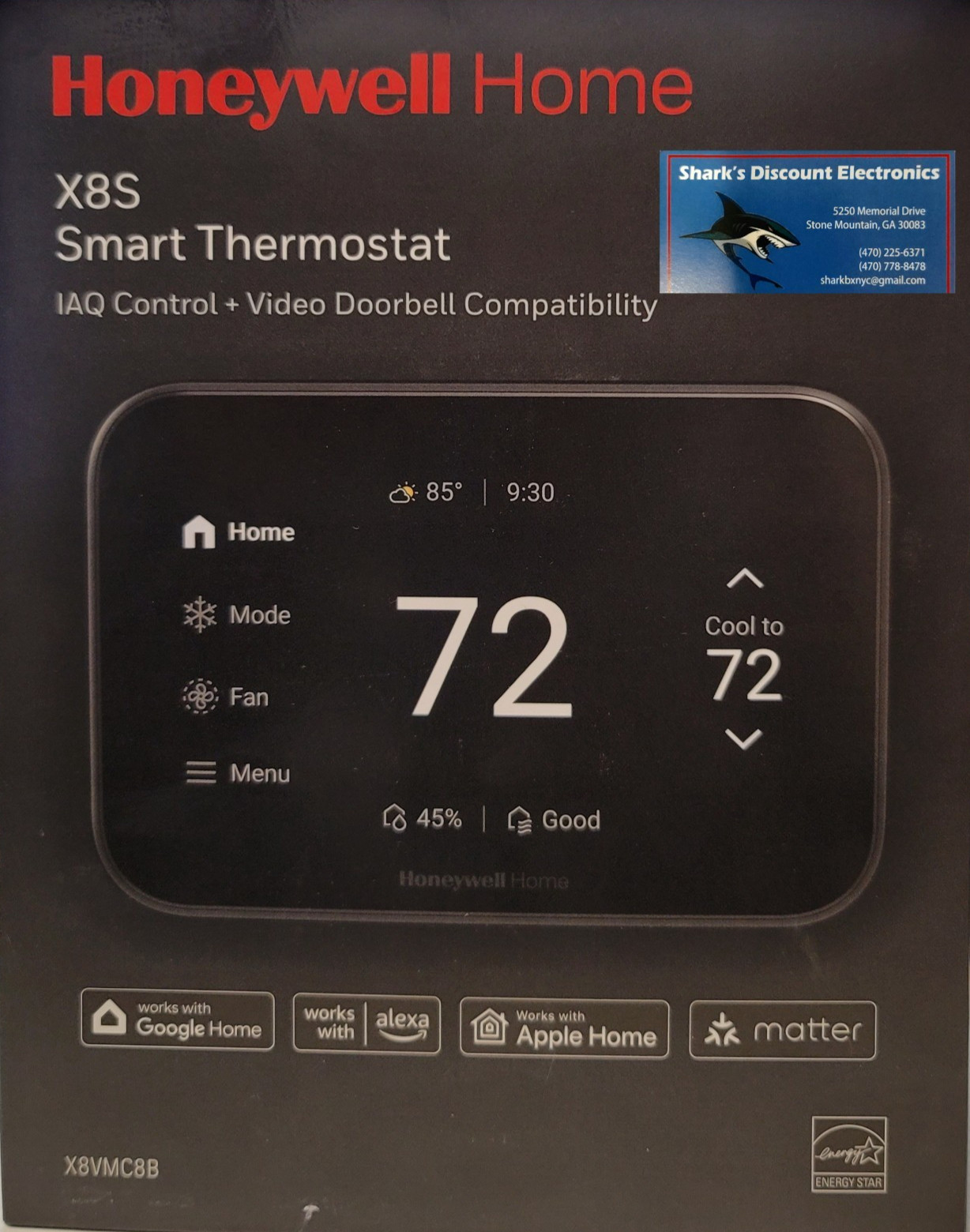 Honeywell X8S Smart Thermostat  Model X8VMC8B Black NEW FREE SHIP