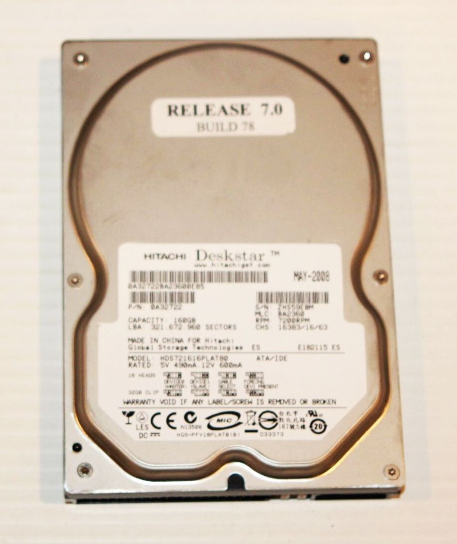 OEM 160gb IDE Hard Drive v 7- Honeywell HRM920N800 Rapid Eye Media Recorder Part